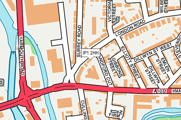 IP1 2HH map - OS OpenMap – Local (Ordnance Survey)