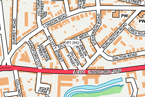 IP1 2HU map - OS OpenMap – Local (Ordnance Survey)