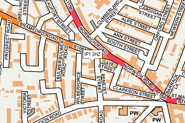 IP1 2HZ map - OS OpenMap – Local (Ordnance Survey)