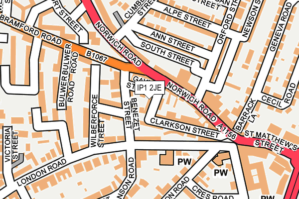 IP1 2JE map - OS OpenMap – Local (Ordnance Survey)