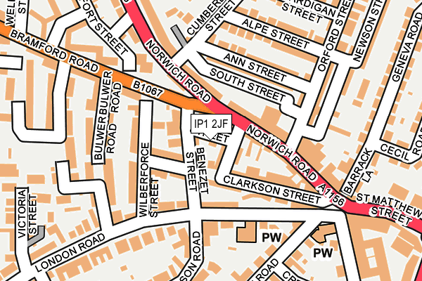 IP1 2JF map - OS OpenMap – Local (Ordnance Survey)