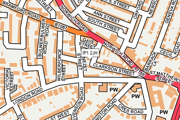IP1 2JH map - OS OpenMap – Local (Ordnance Survey)