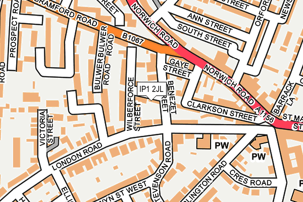 IP1 2JL map - OS OpenMap – Local (Ordnance Survey)