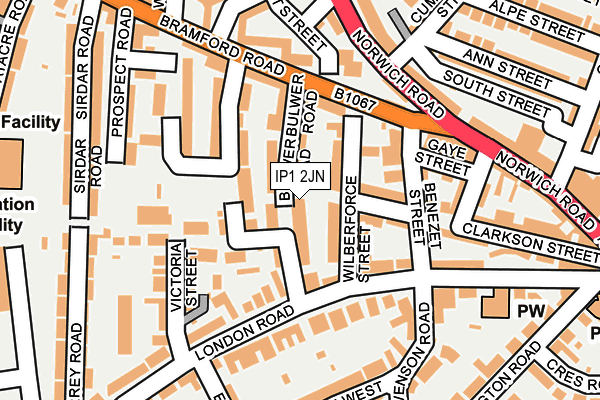 IP1 2JN map - OS OpenMap – Local (Ordnance Survey)