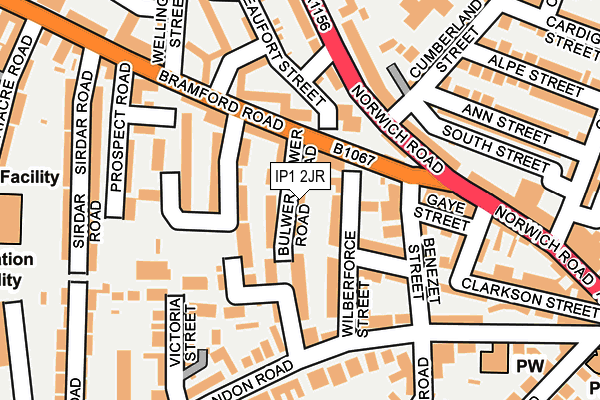 IP1 2JR map - OS OpenMap – Local (Ordnance Survey)