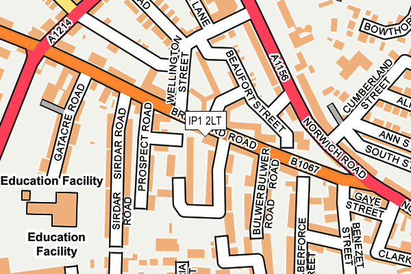 IP1 2LT map - OS OpenMap – Local (Ordnance Survey)