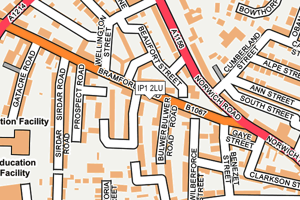 IP1 2LU map - OS OpenMap – Local (Ordnance Survey)