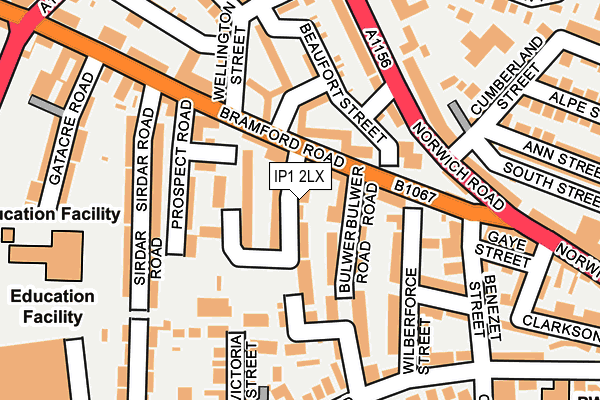 IP1 2LX map - OS OpenMap – Local (Ordnance Survey)