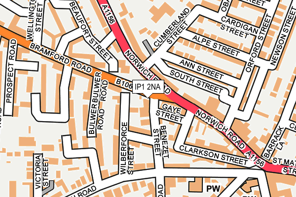 IP1 2NA map - OS OpenMap – Local (Ordnance Survey)