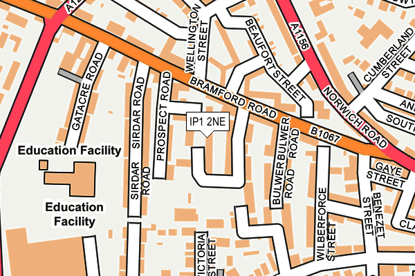IP1 2NE map - OS OpenMap – Local (Ordnance Survey)