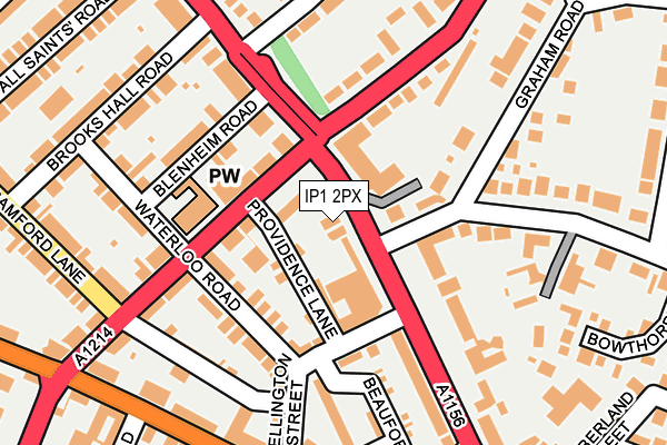 IP1 2PX map - OS OpenMap – Local (Ordnance Survey)