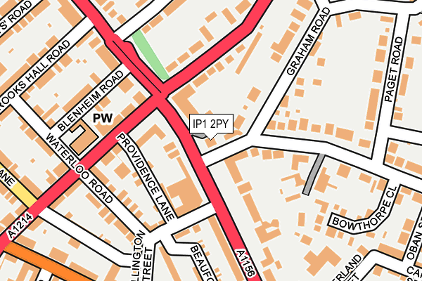 IP1 2PY map - OS OpenMap – Local (Ordnance Survey)
