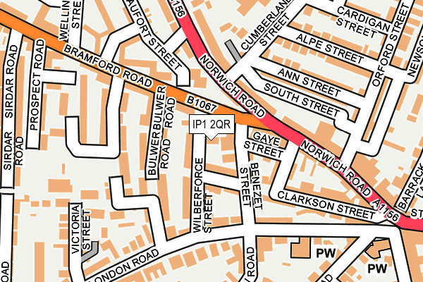 IP1 2QR map - OS OpenMap – Local (Ordnance Survey)