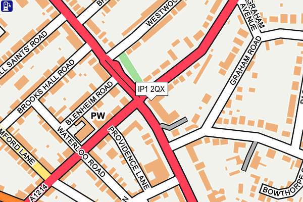 IP1 2QX map - OS OpenMap – Local (Ordnance Survey)