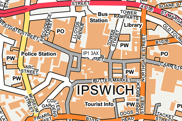 IP1 3AX map - OS OpenMap – Local (Ordnance Survey)