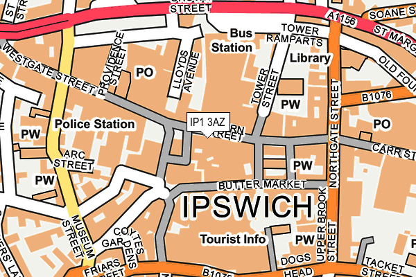 IP1 3AZ map - OS OpenMap – Local (Ordnance Survey)