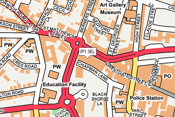 IP1 3EL map - OS OpenMap – Local (Ordnance Survey)