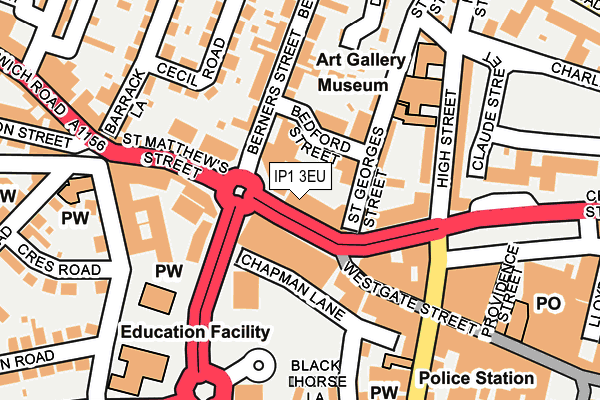 IP1 3EU map - OS OpenMap – Local (Ordnance Survey)