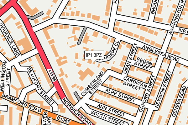 IP1 3PZ map - OS OpenMap – Local (Ordnance Survey)