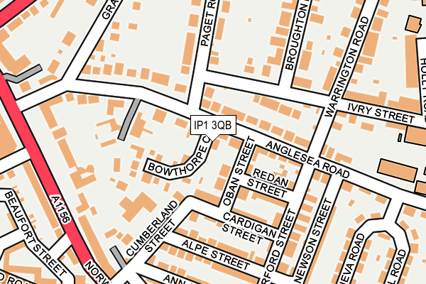 IP1 3QB map - OS OpenMap – Local (Ordnance Survey)