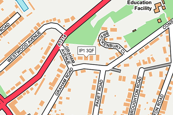 IP1 3QF map - OS OpenMap – Local (Ordnance Survey)