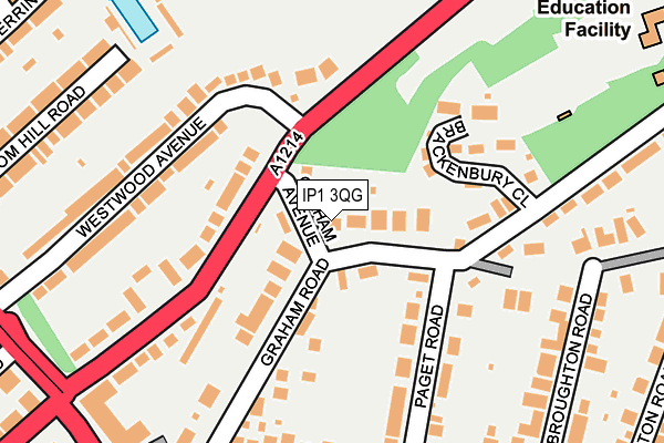 IP1 3QG map - OS OpenMap – Local (Ordnance Survey)