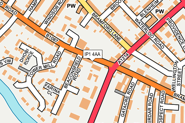 IP1 4AA map - OS OpenMap – Local (Ordnance Survey)