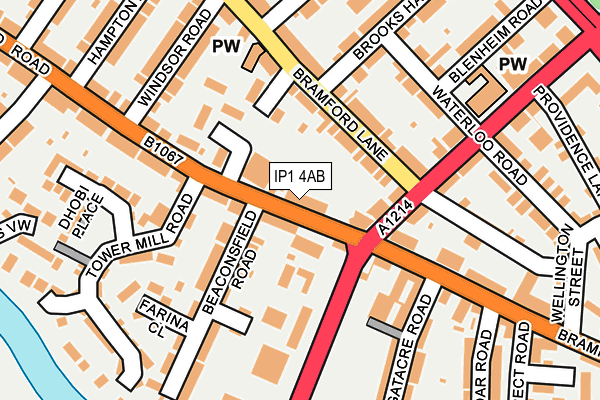 IP1 4AB map - OS OpenMap – Local (Ordnance Survey)
