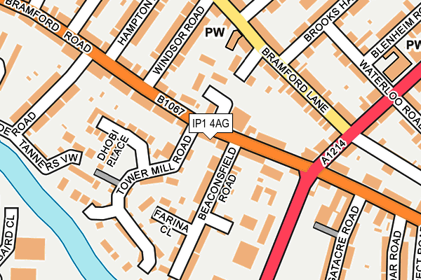 IP1 4AG map - OS OpenMap – Local (Ordnance Survey)