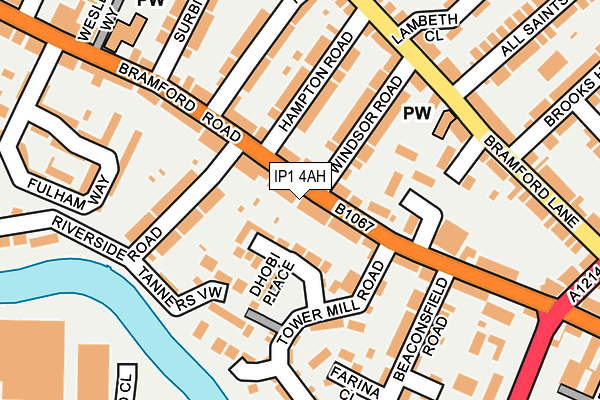 IP1 4AH map - OS OpenMap – Local (Ordnance Survey)