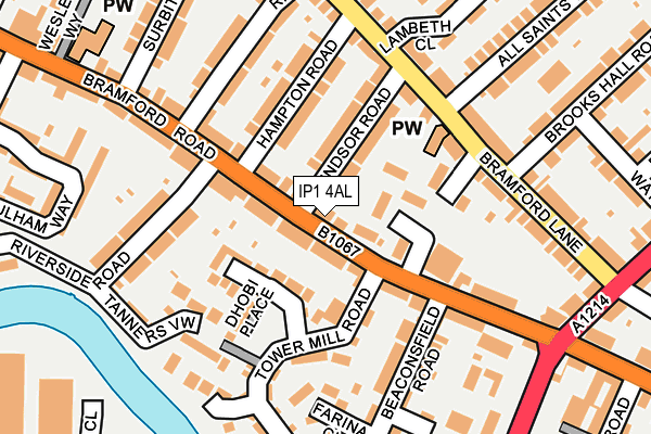IP1 4AL map - OS OpenMap – Local (Ordnance Survey)