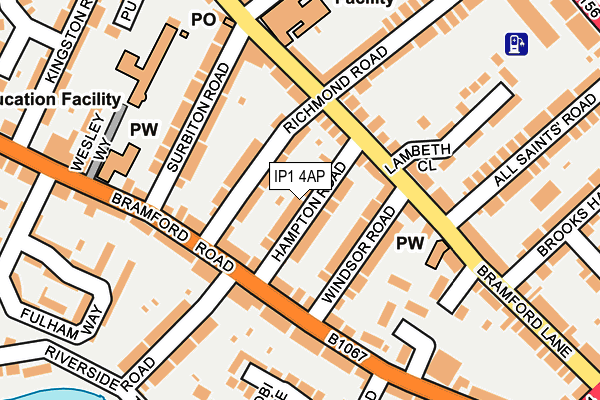 IP1 4AP map - OS OpenMap – Local (Ordnance Survey)