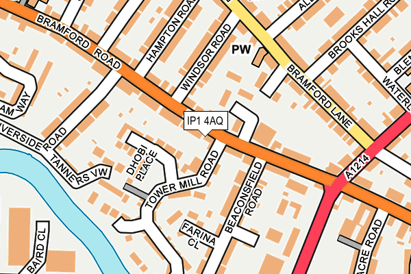 IP1 4AQ map - OS OpenMap – Local (Ordnance Survey)