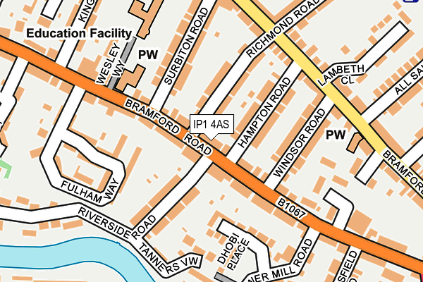 IP1 4AS map - OS OpenMap – Local (Ordnance Survey)