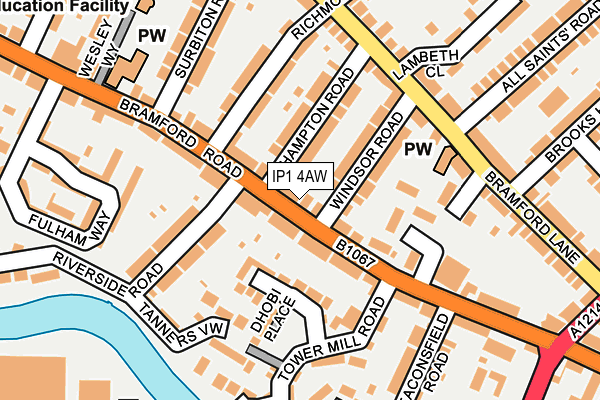 IP1 4AW map - OS OpenMap – Local (Ordnance Survey)