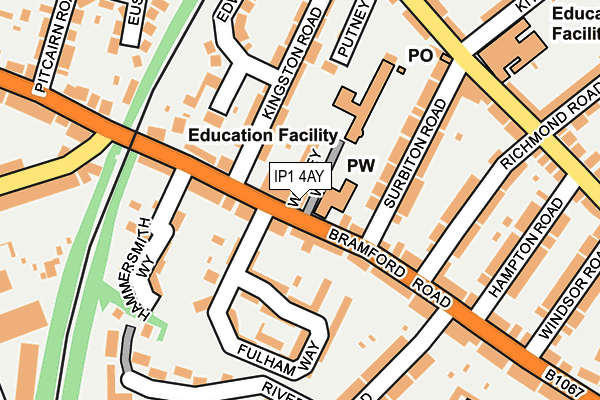 IP1 4AY map - OS OpenMap – Local (Ordnance Survey)