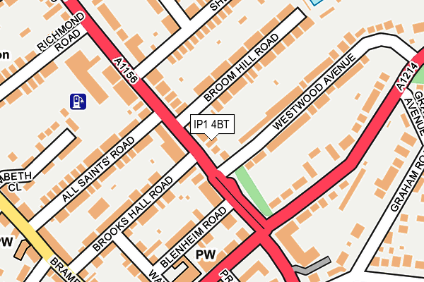IP1 4BT map - OS OpenMap – Local (Ordnance Survey)
