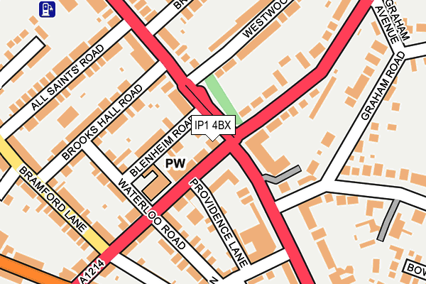 IP1 4BX map - OS OpenMap – Local (Ordnance Survey)