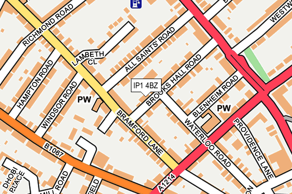 IP1 4BZ map - OS OpenMap – Local (Ordnance Survey)