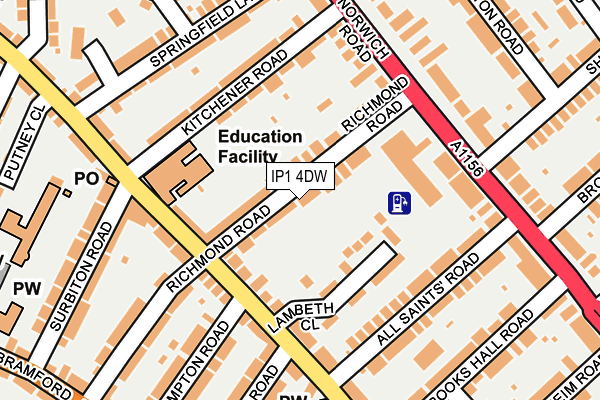 IP1 4DW map - OS OpenMap – Local (Ordnance Survey)