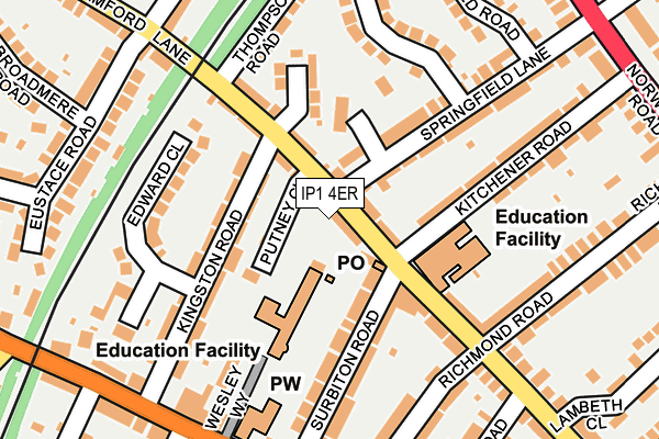 IP1 4ER map - OS OpenMap – Local (Ordnance Survey)