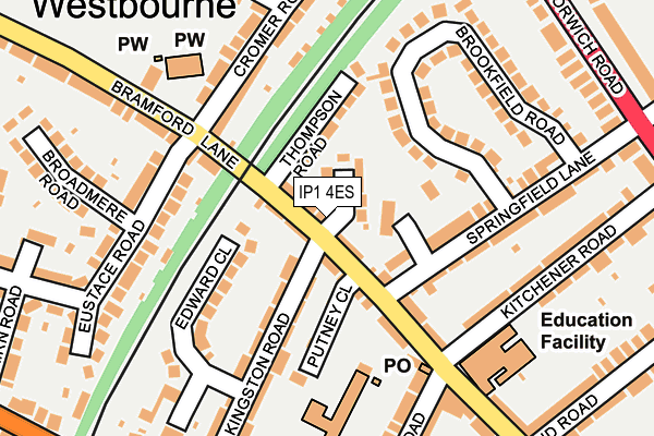 IP1 4ES map - OS OpenMap – Local (Ordnance Survey)