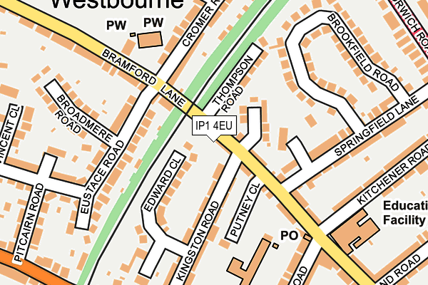 IP1 4EU map - OS OpenMap – Local (Ordnance Survey)