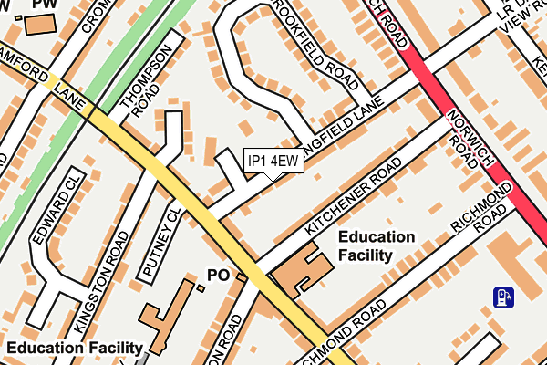 IP1 4EW map - OS OpenMap – Local (Ordnance Survey)