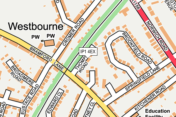 IP1 4EX map - OS OpenMap – Local (Ordnance Survey)