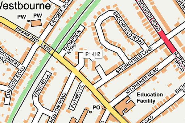 IP1 4HZ map - OS OpenMap – Local (Ordnance Survey)