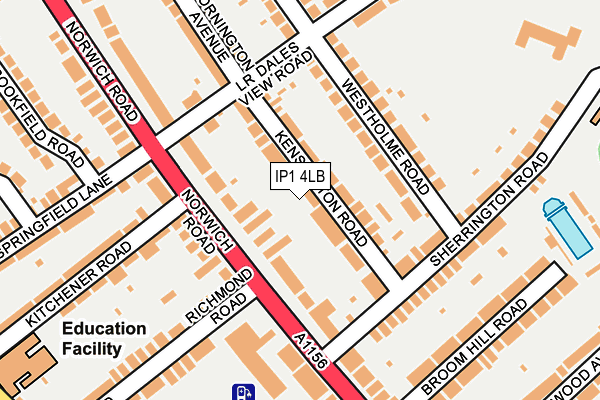 IP1 4LB map - OS OpenMap – Local (Ordnance Survey)