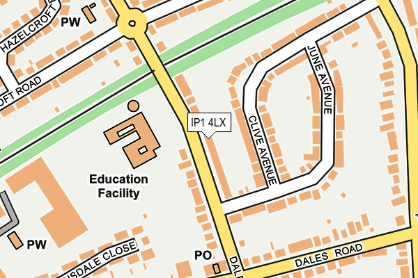 IP1 4LX map - OS OpenMap – Local (Ordnance Survey)