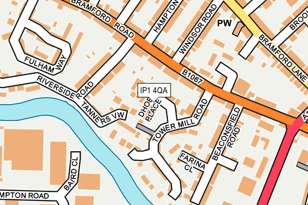 IP1 4QA map - OS OpenMap – Local (Ordnance Survey)