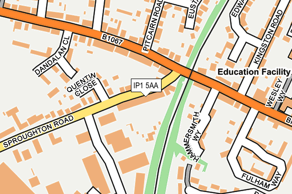 IP1 5AA map - OS OpenMap – Local (Ordnance Survey)